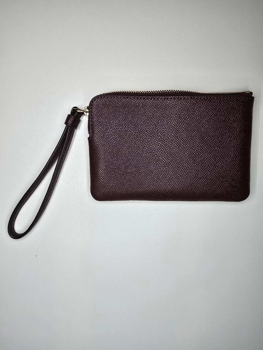 Coach Corner Zip Wristlet Crossgrain Leather Merlot Burgundy CV396 6